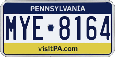 PA license plate MYE8164