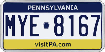 PA license plate MYE8167