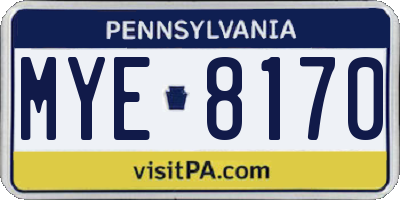 PA license plate MYE8170