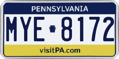 PA license plate MYE8172