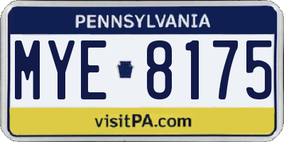 PA license plate MYE8175