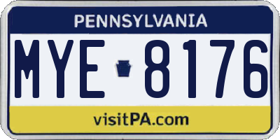 PA license plate MYE8176