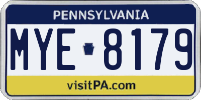 PA license plate MYE8179