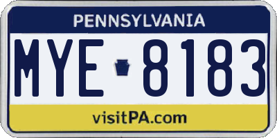 PA license plate MYE8183