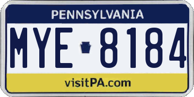 PA license plate MYE8184