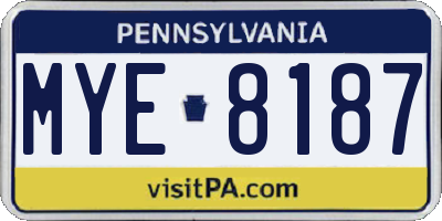 PA license plate MYE8187