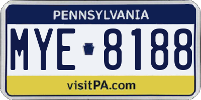PA license plate MYE8188