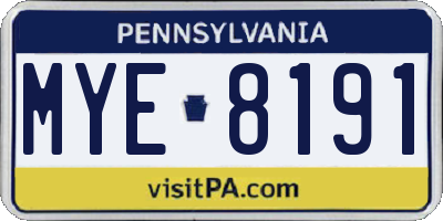 PA license plate MYE8191