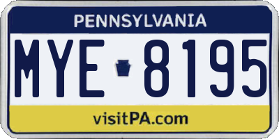 PA license plate MYE8195