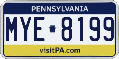 PA license plate MYE8199