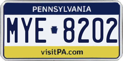 PA license plate MYE8202
