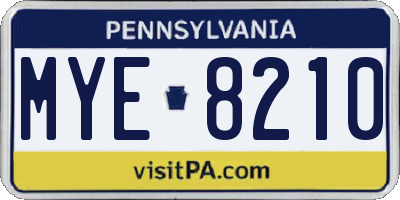 PA license plate MYE8210