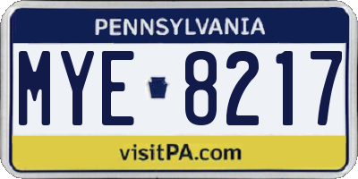 PA license plate MYE8217