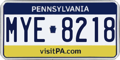 PA license plate MYE8218