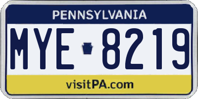 PA license plate MYE8219