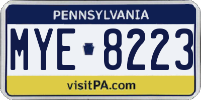 PA license plate MYE8223