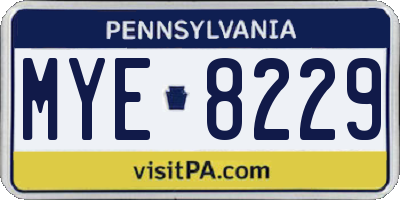 PA license plate MYE8229