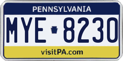 PA license plate MYE8230