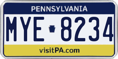PA license plate MYE8234