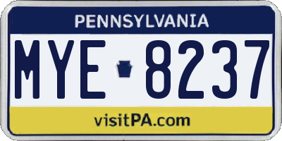 PA license plate MYE8237