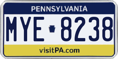 PA license plate MYE8238