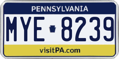 PA license plate MYE8239