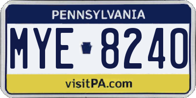 PA license plate MYE8240