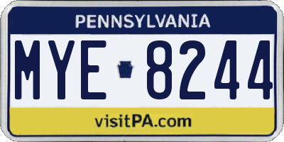 PA license plate MYE8244