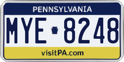 PA license plate MYE8248