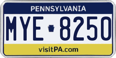 PA license plate MYE8250