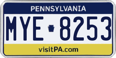 PA license plate MYE8253