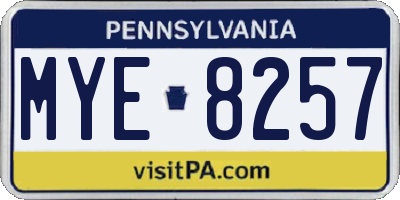 PA license plate MYE8257