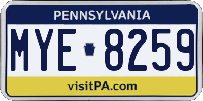 PA license plate MYE8259