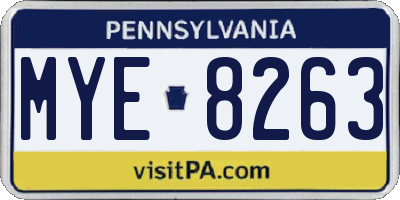 PA license plate MYE8263