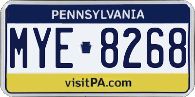 PA license plate MYE8268