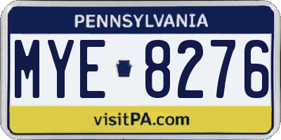 PA license plate MYE8276