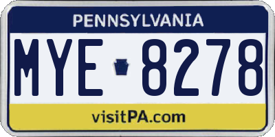 PA license plate MYE8278