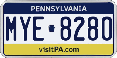 PA license plate MYE8280