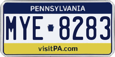 PA license plate MYE8283