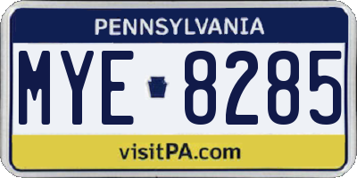 PA license plate MYE8285