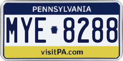PA license plate MYE8288