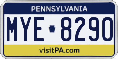 PA license plate MYE8290
