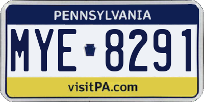 PA license plate MYE8291
