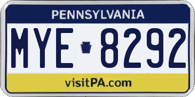 PA license plate MYE8292