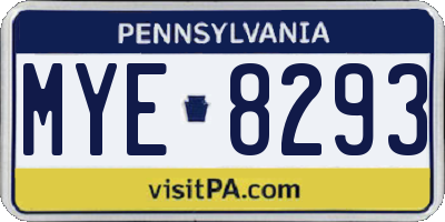 PA license plate MYE8293