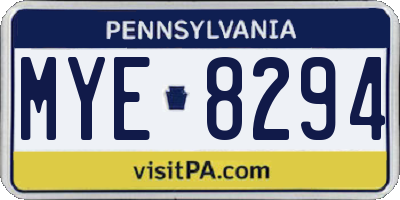 PA license plate MYE8294