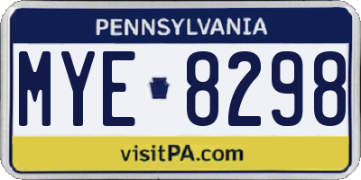 PA license plate MYE8298