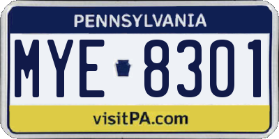 PA license plate MYE8301