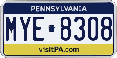 PA license plate MYE8308
