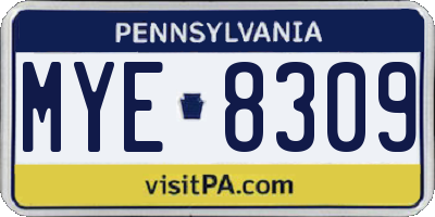 PA license plate MYE8309